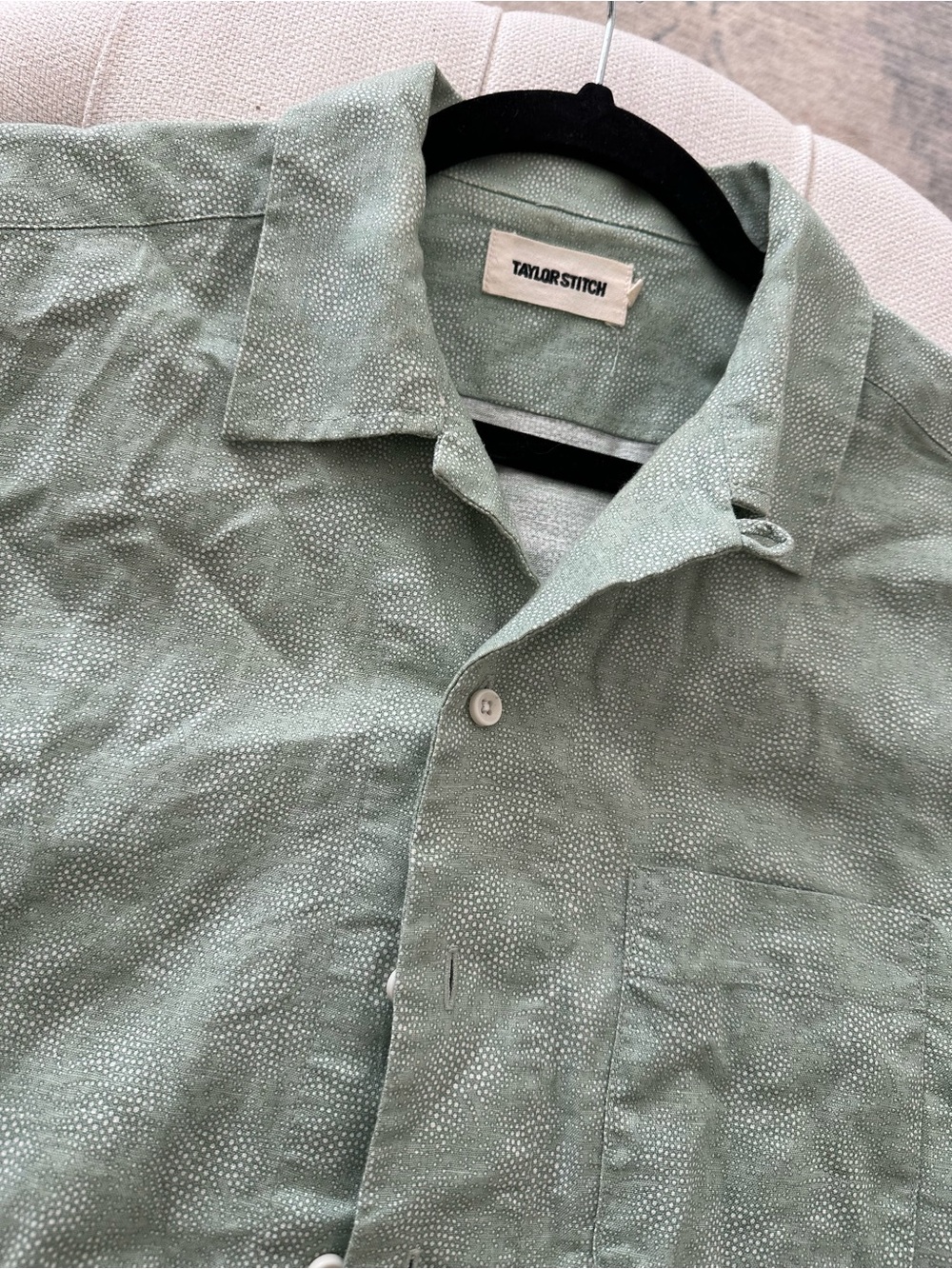 Taylor Stitch The Short Sleeve Hawthorne in Sage Mosaic Fabric